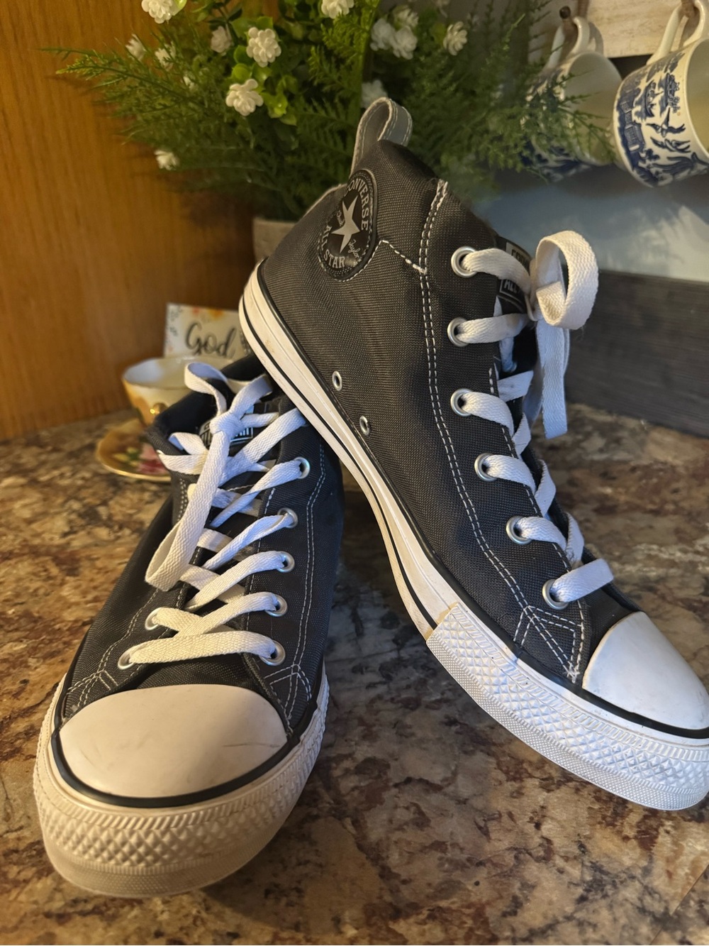 Converse Gray and White High-Top All Star Sneakers